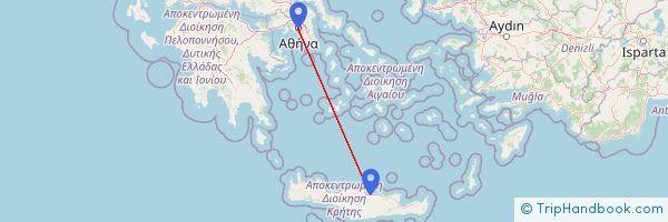 Atėnai - Heraklionas atstumas | Zemelapis.lt
