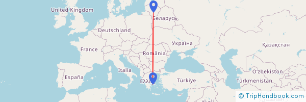 Atėnai - Kaunas atstumas | Zemelapis.lt